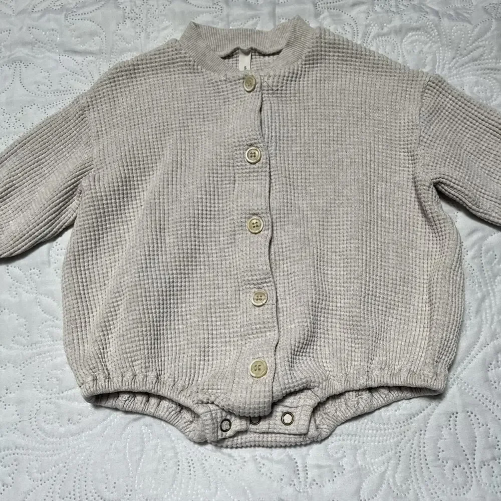 La Camel Waffle  Bubble Romper 6m